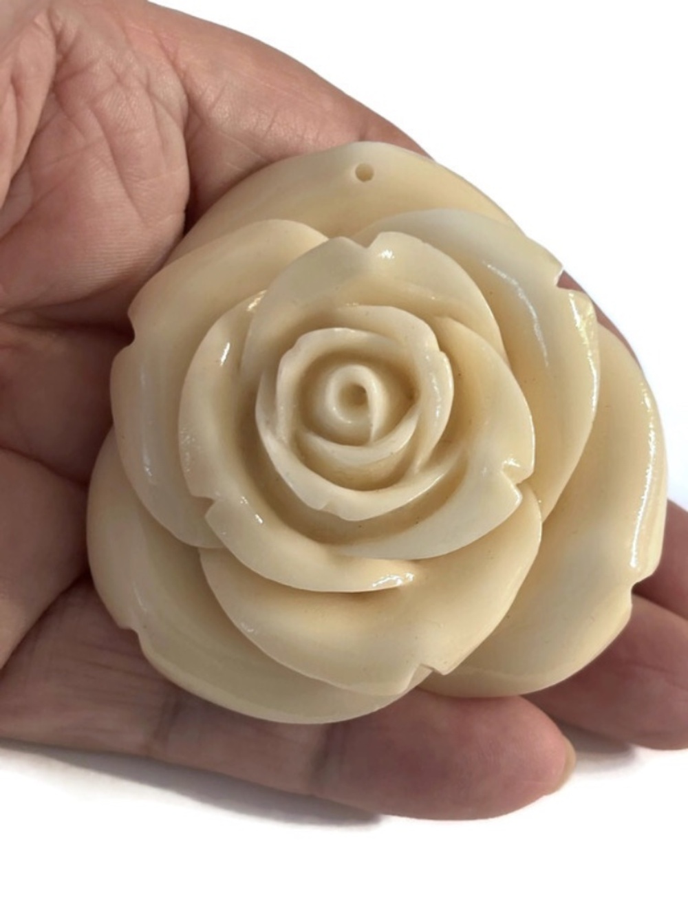 As Low As $2 Large Cream Coraline Resin Grandiflora Rose Bead 56mm x 30mm (1)